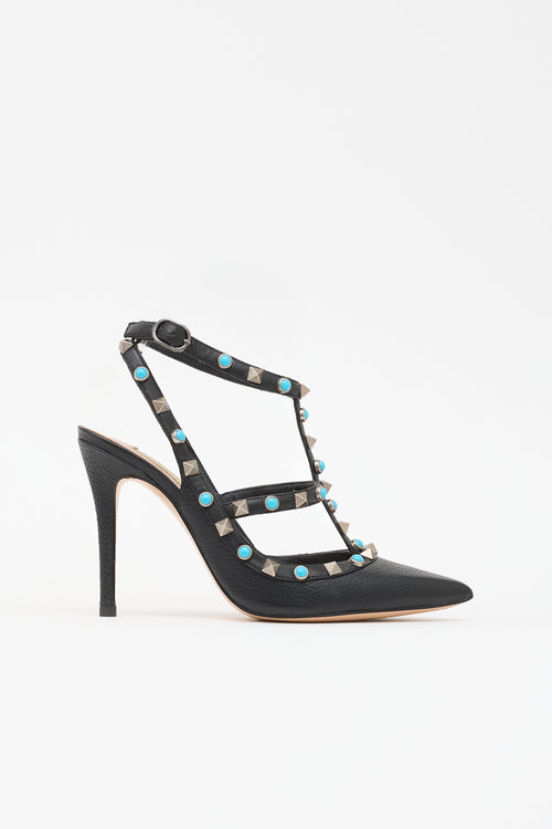 Valentino Leather Rolling Rockstud Pump