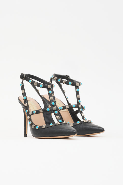 Valentino Leather Rolling Rockstud Pump
