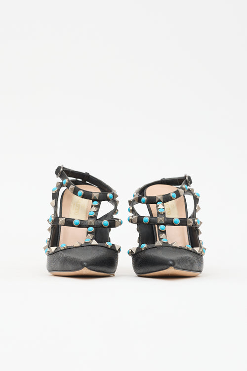 Valentino Leather Rolling Rockstud Pump