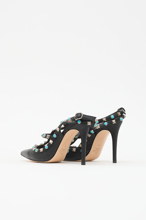 Valentino Leather Rolling Rockstud Pump