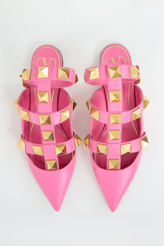 Valentino Leather Roman Stud Flat