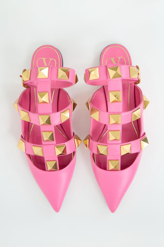 Valentino Leather Roman Stud Flat