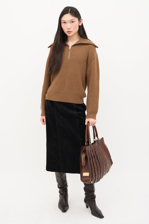 Valentino Leather Ruffle Tote Bag