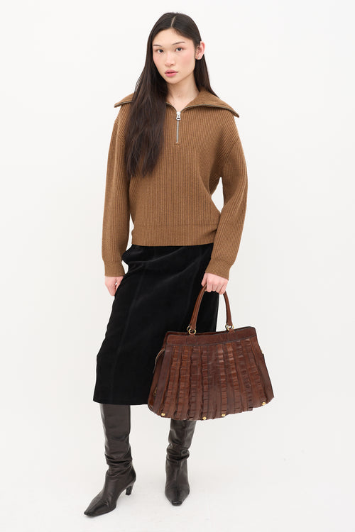 Valentino Leather Ruffle Tote Bag