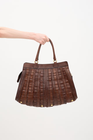 Valentino Leather Ruffle Tote Bag