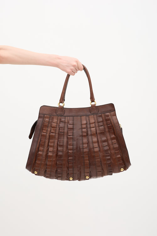 Valentino Leather Ruffle Tote Bag