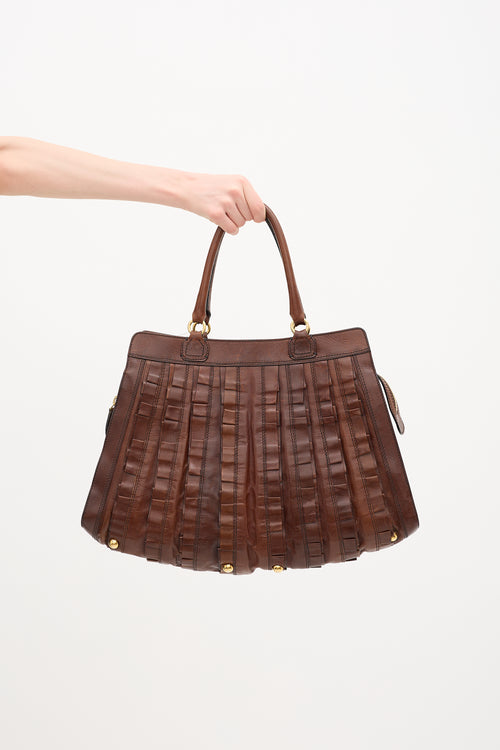 Valentino Leather Ruffle Tote Bag