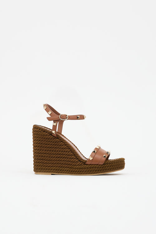 Valentino Leather Torchon Espadrille Sandal