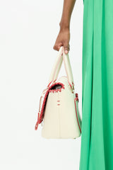 Valentino Leather Whipstitch Demilune Tote Bag