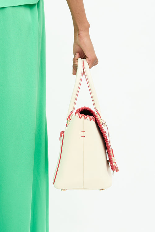 Valentino Leather Whipstitch Demilune Tote Bag