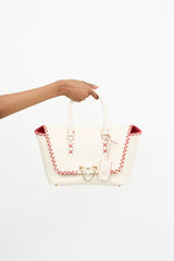 Valentino Leather Whipstitch Demilune Tote Bag