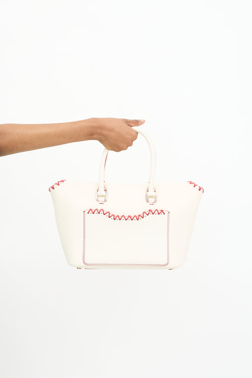 Valentino Leather Whipstitch Demilune Tote Bag