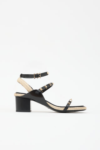 Valentino Leather & Jute Rockstud Sandal