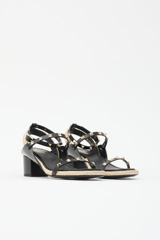 Valentino Leather & Jute Rockstud Sandal