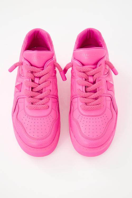 Valentino Leather One Stud Sneaker