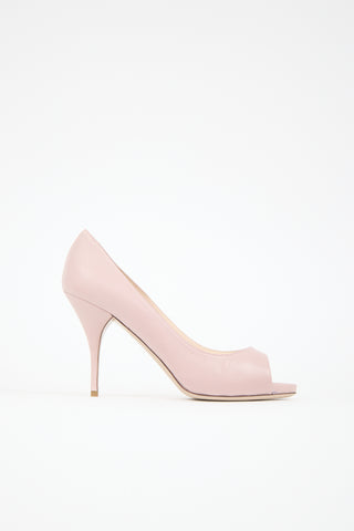 Valentino Leather Peep Toe Heel