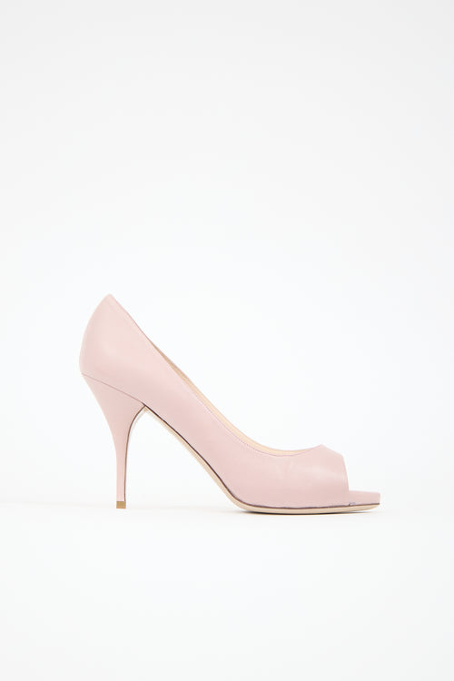 Valentino Leather Peep Toe Heel