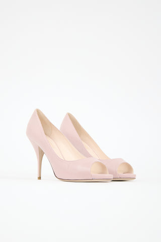 Valentino Leather Peep Toe Heel