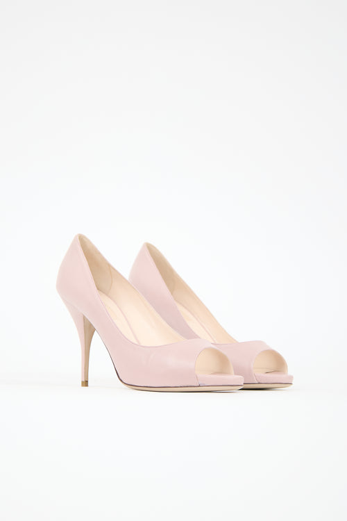 Valentino Leather Peep Toe Heel