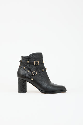 Valentino Leather Rockstud Ankle Boot