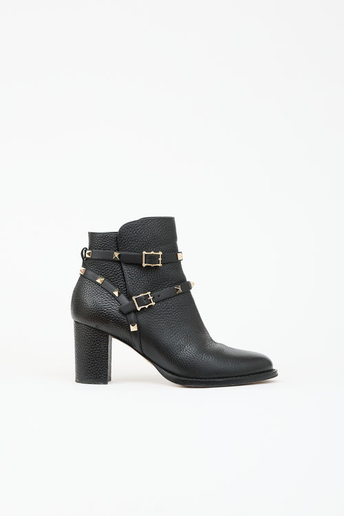 Valentino Leather Rockstud Ankle Boot