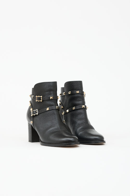 Valentino Leather Rockstud Ankle Boot