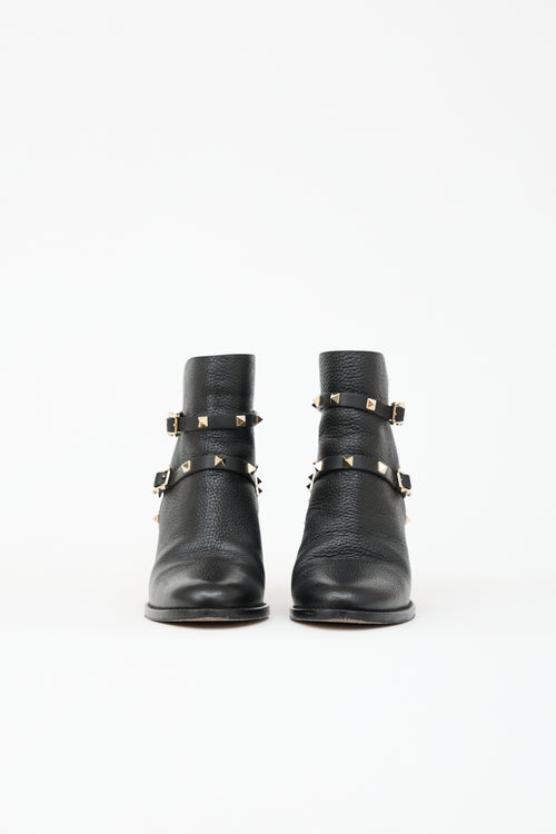 Valentino Leather Rockstud Ankle Boot