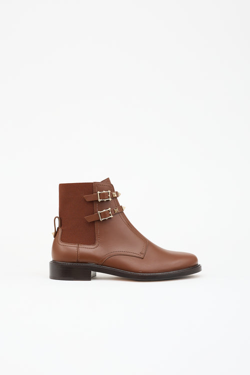 Valentino Leather Rockstud Ankle Boot
