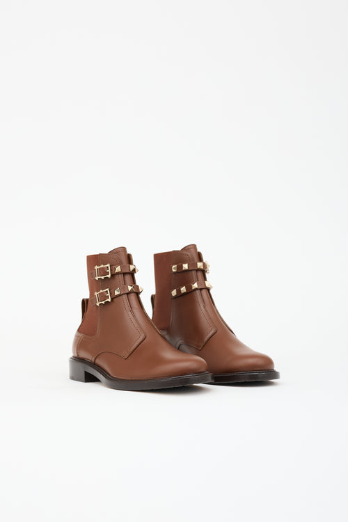 Valentino Leather Rockstud Ankle Boot