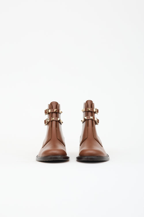 Valentino Leather Rockstud Ankle Boot