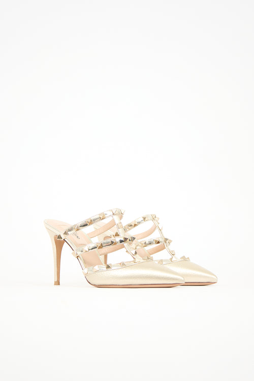 Valentino Leather Rockstud Cage Mule