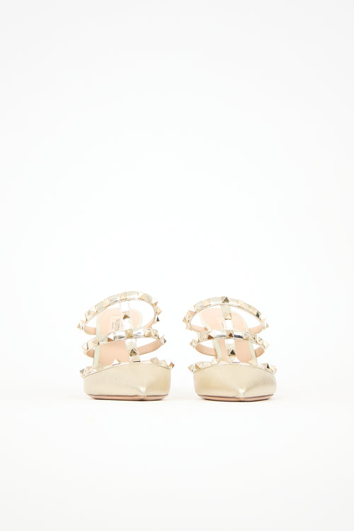 Valentino Leather Rockstud Cage Mule