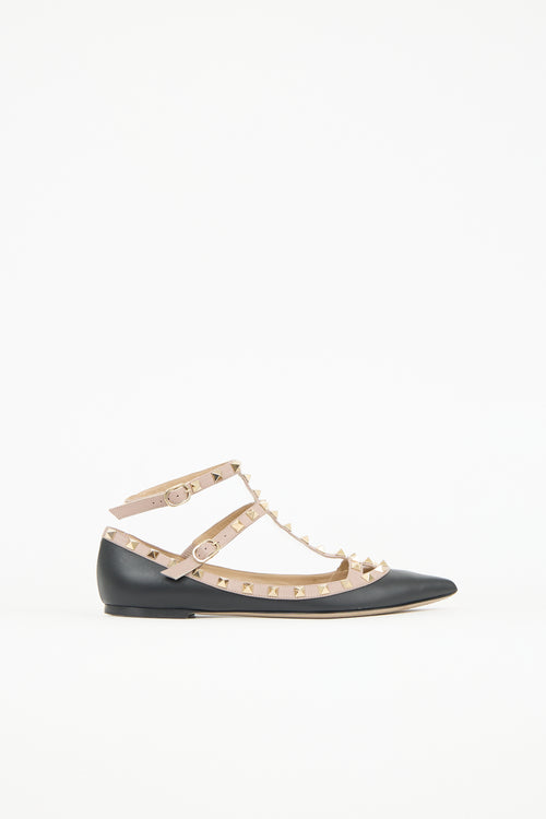 Valentino Leather Rockstud Caged Flat