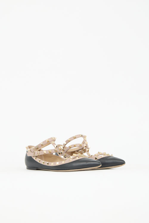 Valentino Leather Rockstud Caged Flat