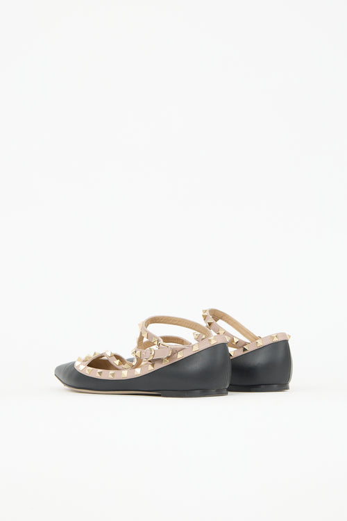 Valentino Leather Rockstud Caged Flat