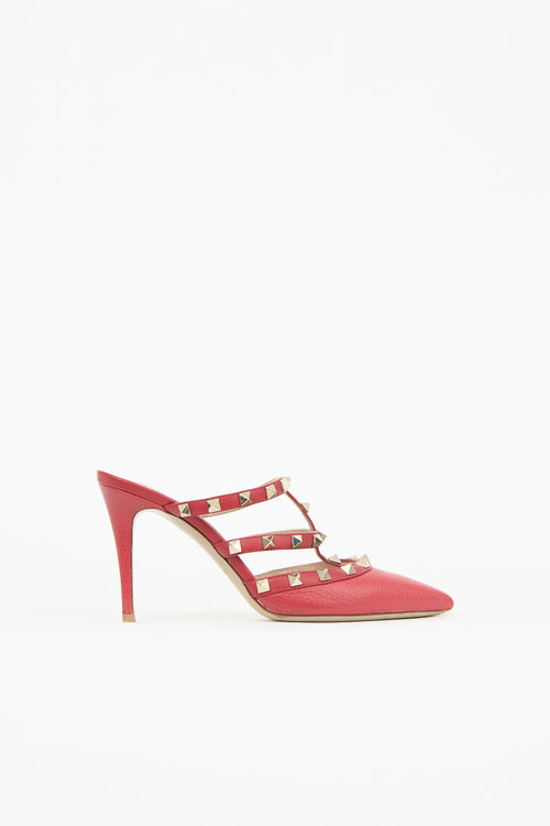 Valentino Leather Rockstud Caged Mule