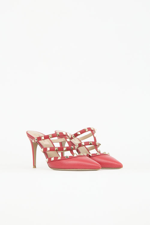 Valentino Leather Rockstud Caged Mule