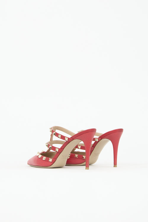 Valentino Leather Rockstud Caged Mule