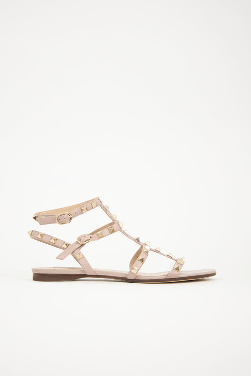 Valentino Leather Rockstud Caged Sandal