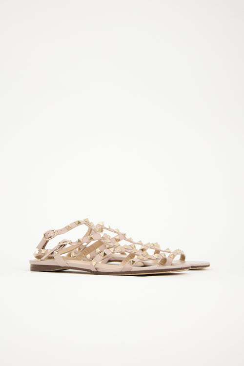 Valentino Leather Rockstud Caged Sandal