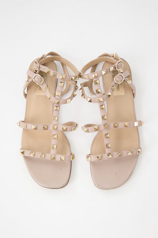Valentino Leather Rockstud Caged Sandal
