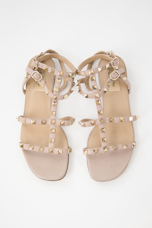 Valentino Leather Rockstud Caged Sandal