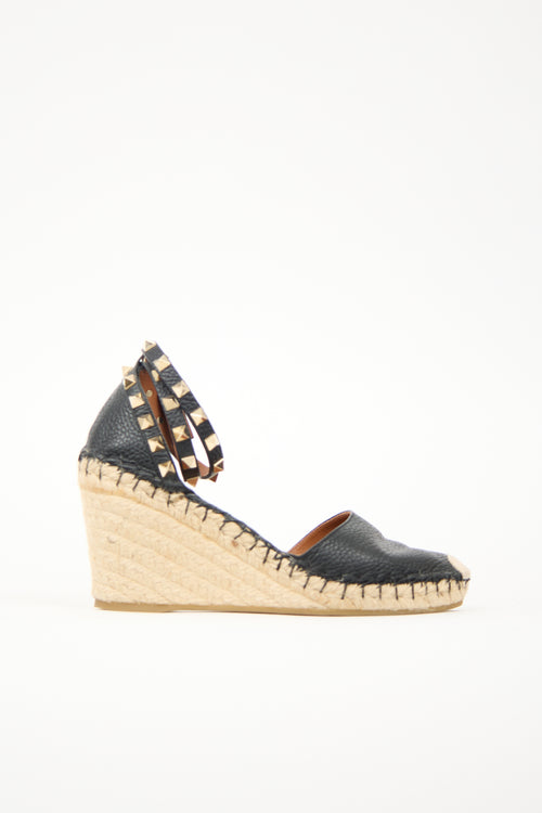 Valentino Leather Rockstud Espadrille Sandal