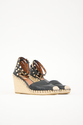 Valentino Leather Rockstud Espadrille Sandal
