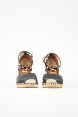 Valentino Leather Rockstud Espadrille Sandal