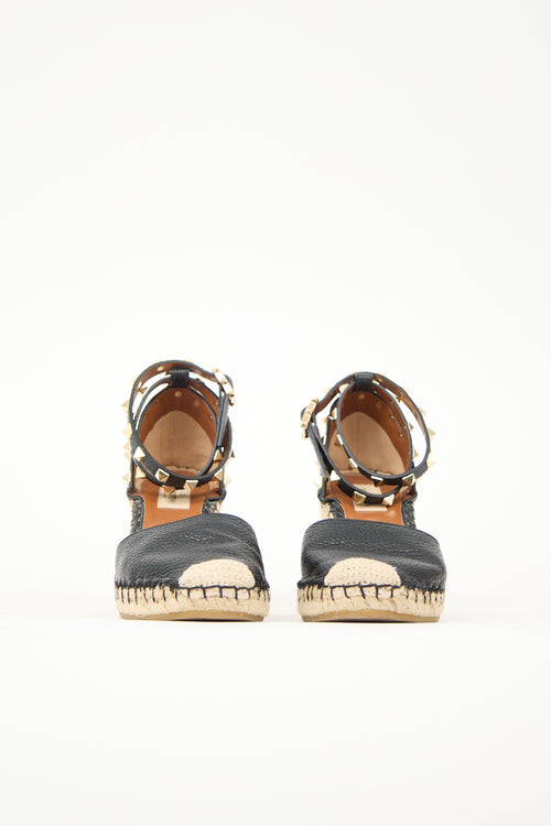Valentino Leather Rockstud Espadrille Sandal
