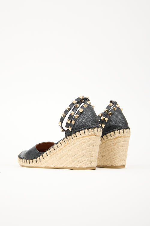 Valentino Leather Rockstud Espadrille Sandal
