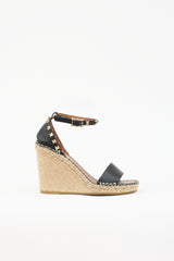 Valentino Leather Rockstud Espadrille Sandal