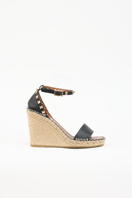 Valentino Leather Rockstud Espadrille Sandal