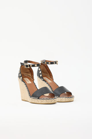 Valentino Leather Rockstud Espadrille Sandal